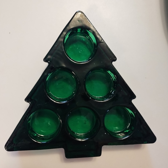 Vtg 1997 Celebrate The Season Green Glass Tree Tea Light Candle Holder Christmas - Picture 6 of 6